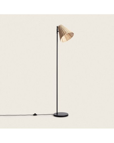 Lampadaire Métal et Rotin Cesto