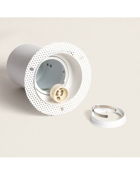 Colerette Downlight Ronde Intégration Plâtre/Pladur pour Ampoule LED GU10 Coupe Ø 90 mm Trimless Ajustable
