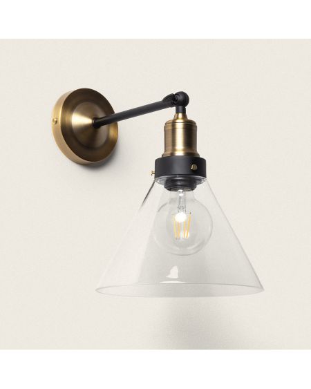 Lampe Murale Verre et Laiton Antique Factory