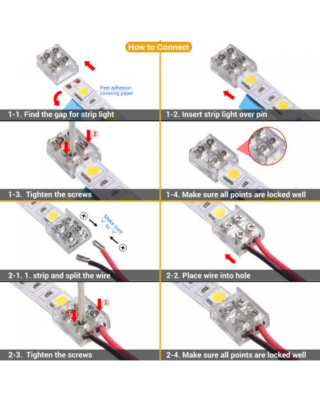 Connecteur câblé pour Ruban LED 12/24V DC avec Vis