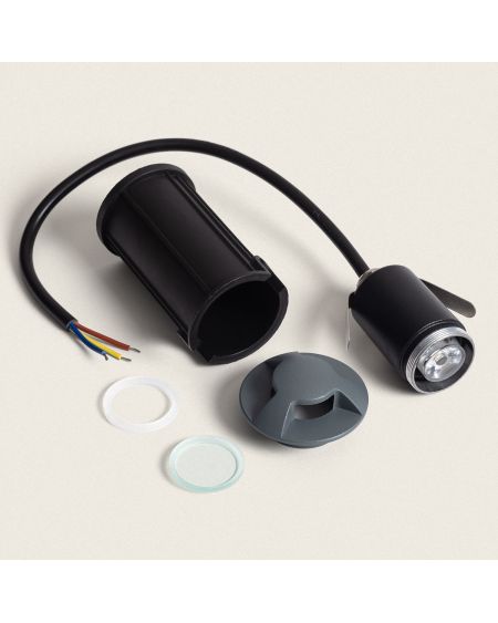 Balise Extérieure LED 1W Encastrable au Sol Letso 3L Grise