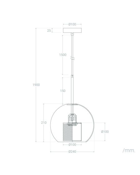 Suspension Métal et Verre Julieta