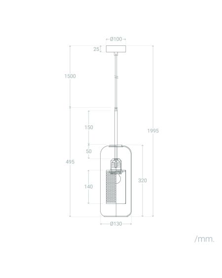 Suspension Métal et Verre Julieta Lungo