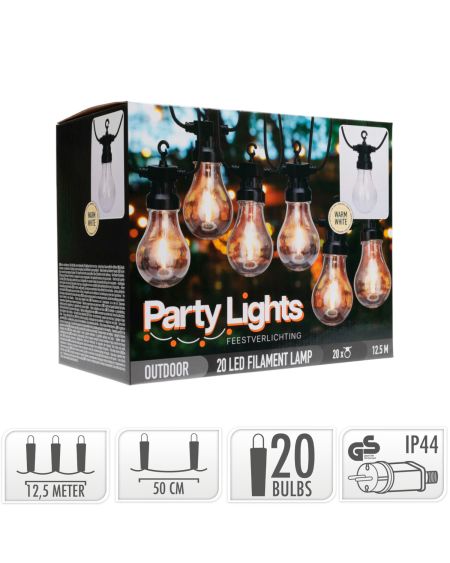 Guirlande LED Extérieure avec 20 Ampoules Remei 12,5m