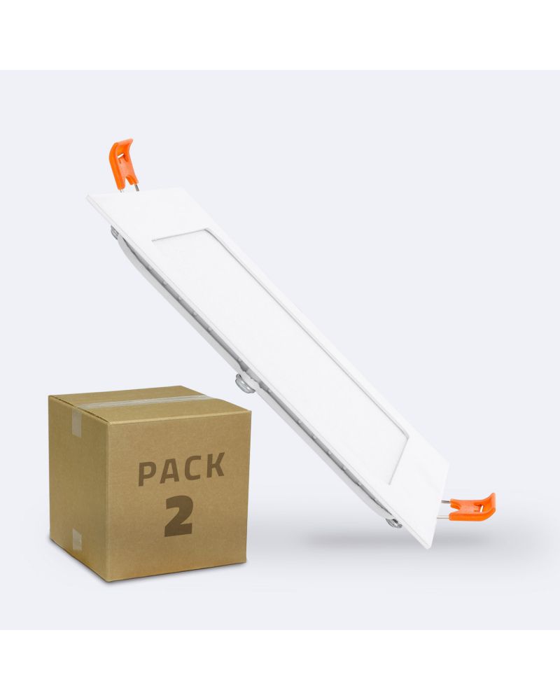 Dalle LED Carrée SuperSlim 9W Coupe 135x135 mm Pack 2 Unités