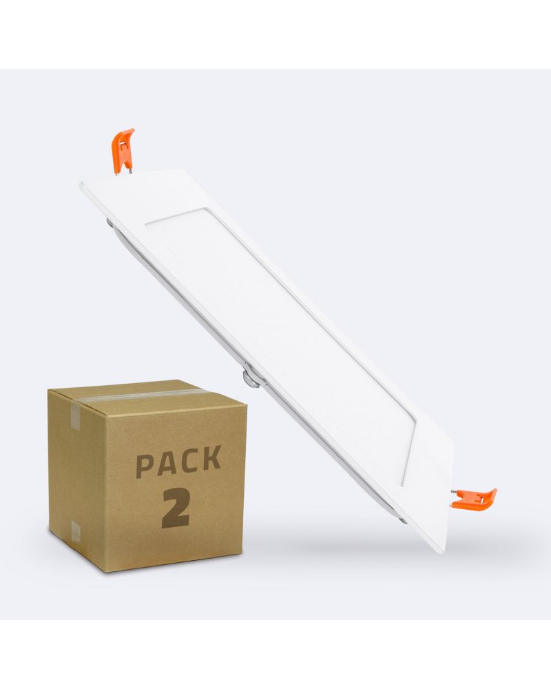 Dalle LED Carrée SuperSlim 12W Argentée Coupe 153x153 mm Pack 2 Unités