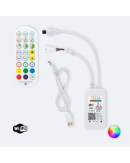 Contrôleur Variateur Tuya Wifi Ruban LED RGB Numérique SPI 5V DC Avec Télécommande IR