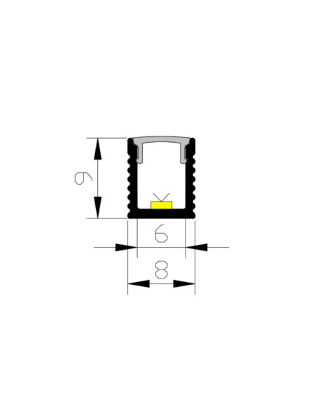 Profilé Aluminium en Saillie 2m Pour Ruban LED jusqu'à 6 mm