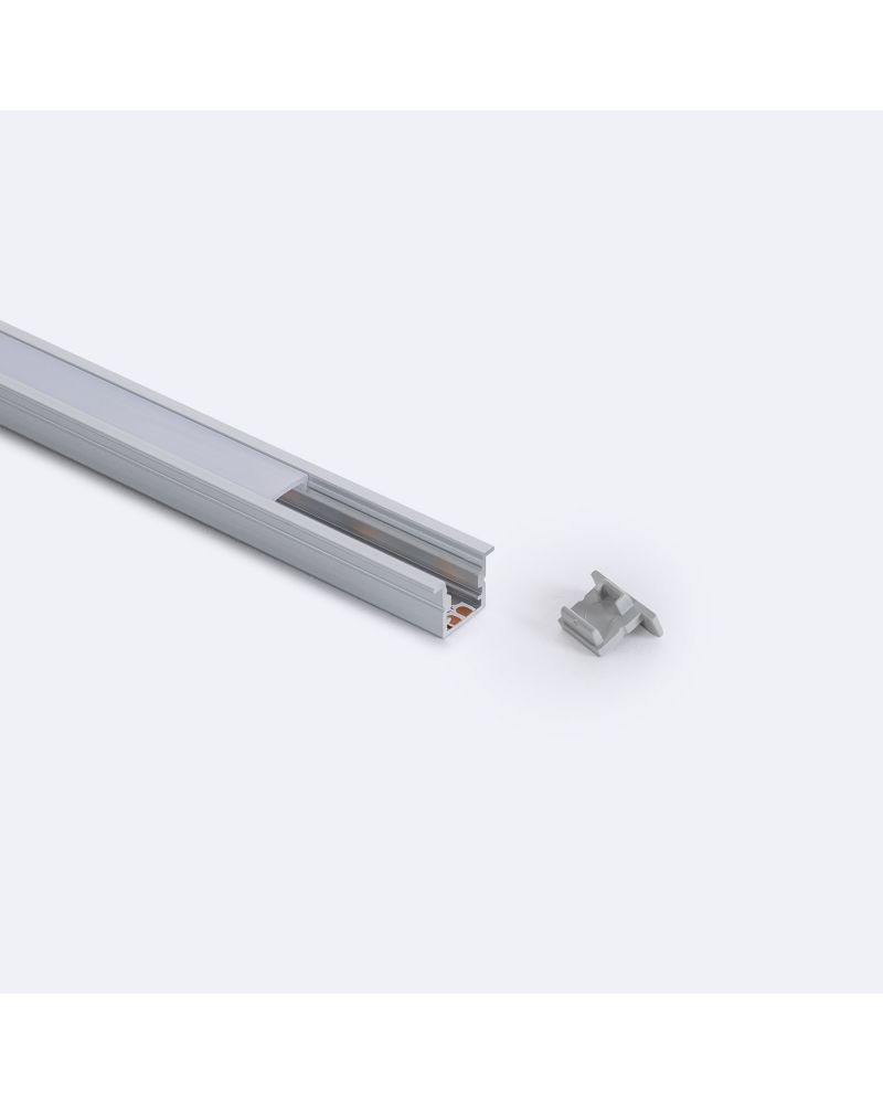 Profilé Aluminium Étroit Encastrable 2 m avec Capot continu pour Rubans LED jusqu'à 6 mm