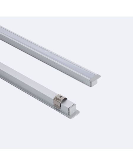 Profilé Aluminium Étroit Encastrable 2 m avec Capot continu pour Rubans LED jusqu'à 6 mm