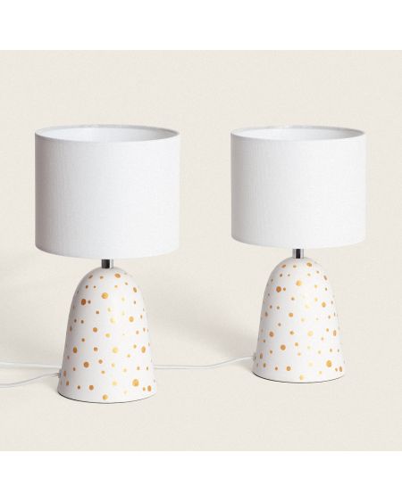 Pack de 2 Lampes à Poser Céramique et Tissu Argua