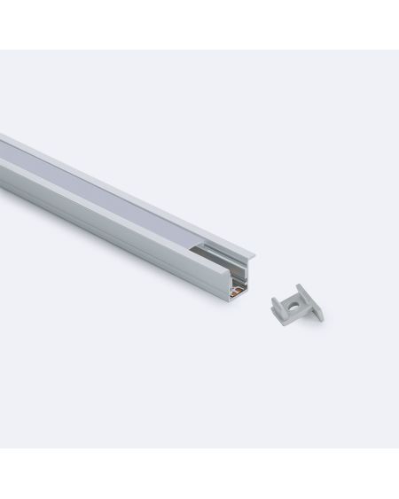 Profilé Aluminium Encastrable 2 m avec Capot Continu pour Rubans LED jusqu'à 6 mm
