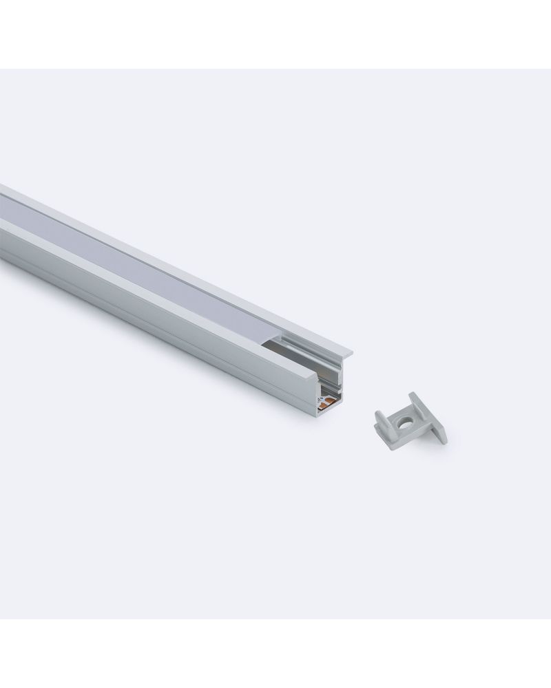 Profilé Aluminium Encastrable 2 m avec Capot Continu pour Rubans LED jusqu'à 6 mm
