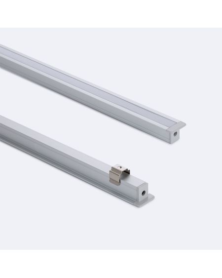 Profilé Aluminium Encastrable 2 m avec Capot Continu pour Rubans LED jusqu'à 6 mm