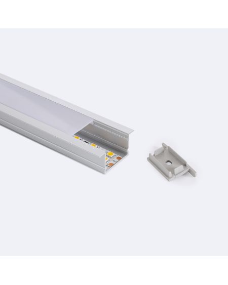 Profilé Bas Aluminium Encastrable 2m Pour Ruban LED jusqu'à 25 mm
