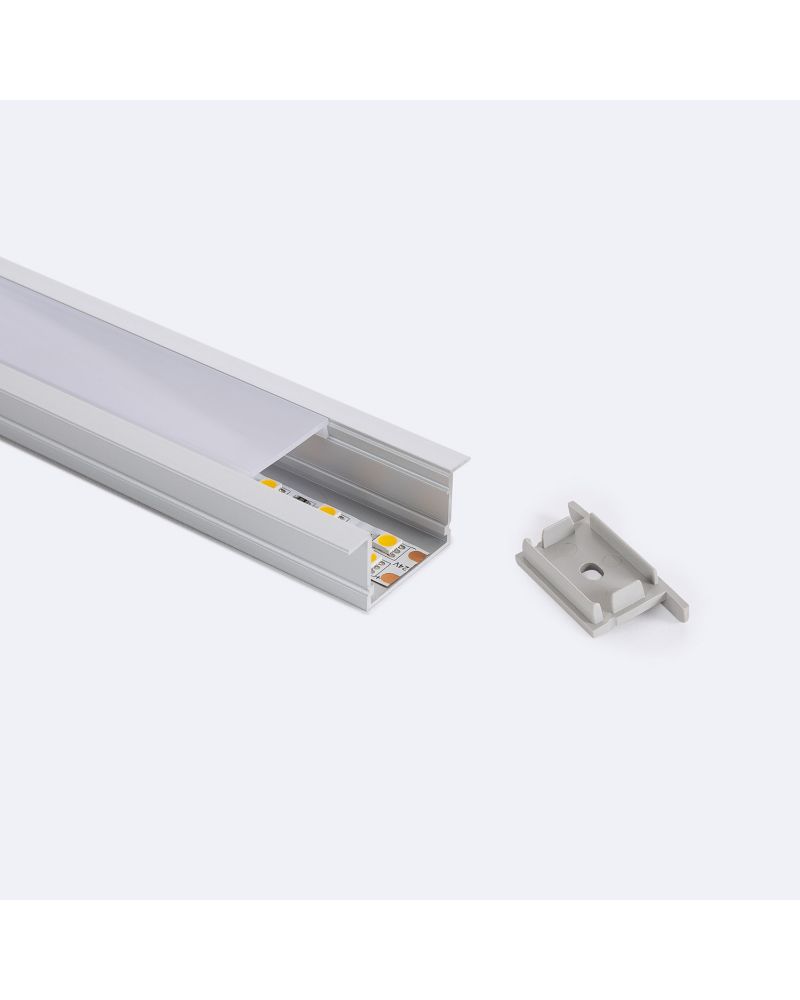 Profilé Bas Aluminium Encastrable 2m Pour Ruban LED jusqu'à 25 mm