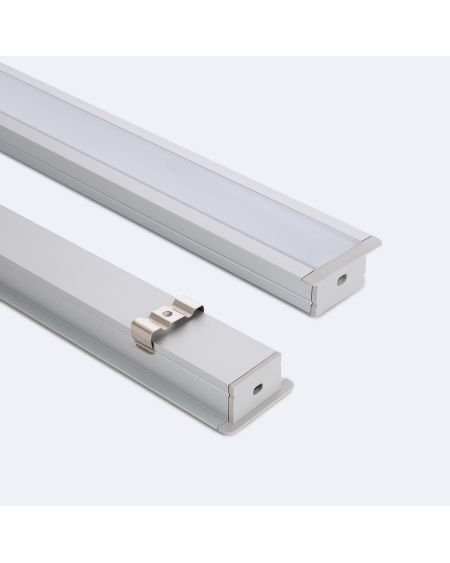 Profilé Bas Aluminium Encastrable 2m Pour Ruban LED jusqu'à 25 mm