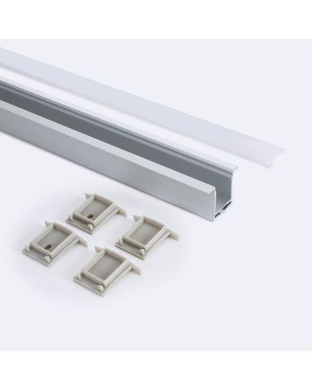 Profilé Aluminium Encastrable 2m avec Capot Continu pour Rubans LED jusqu'à 19 mm