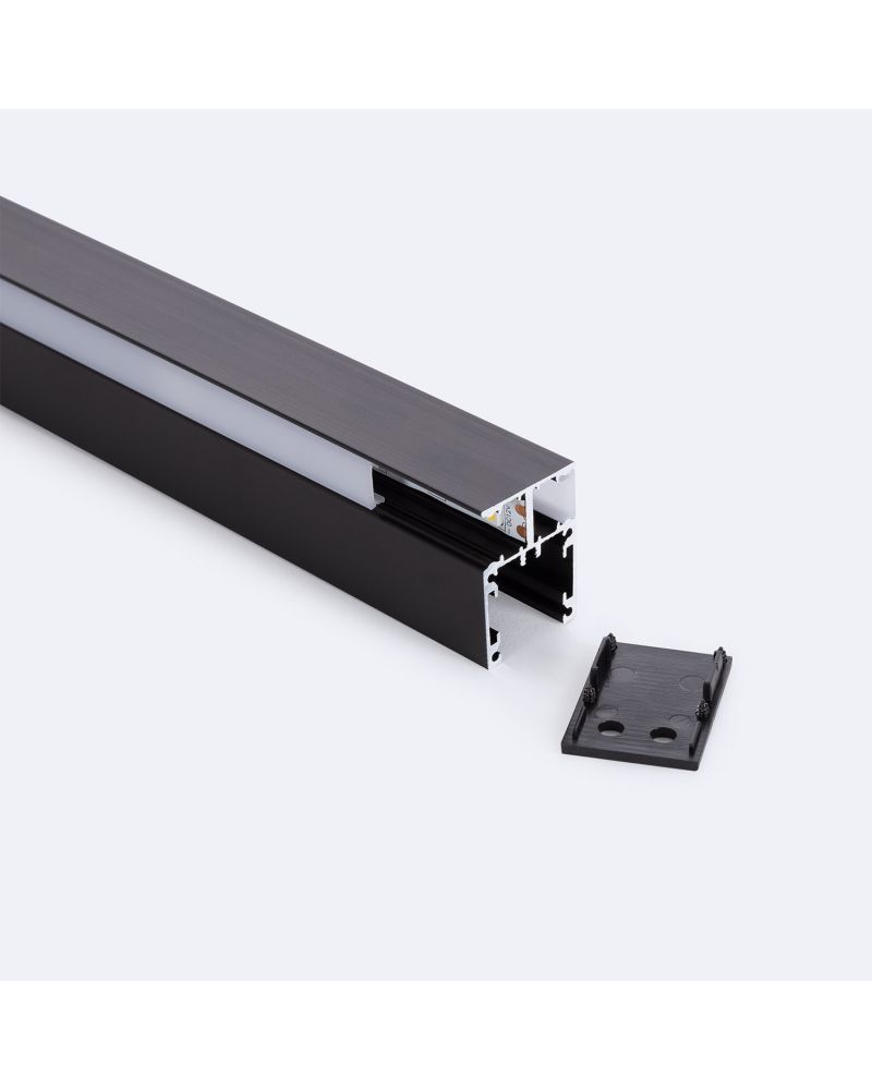 Profilé Aluminium en Saillie pour Moulure Double 2m Noir pour Rubans LED jusqu'à 10 mm