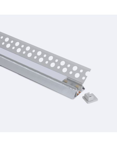 Profilé Aluminium Intégration dans Plâtre/Placo pour Angle Intérieur Ruban LED jusqu'à 9 mm
