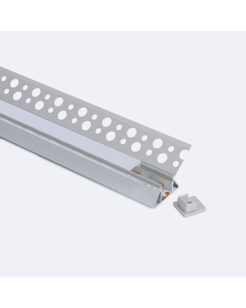 Profilé Aluminium Intégration dans Plâtre/Placo pour Angle Intérieur Ruban LED jusqu'à 9 mm