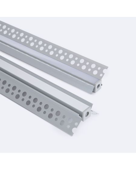 Profilé Aluminium Intégration dans Plâtre/Placo pour Angle Intérieur Ruban LED jusqu'à 9 mm
