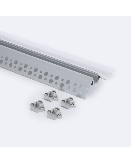 Profilé Aluminium Intégration Plâtre/Placo pour Angle Extérieur Ruban LED jusqu'à 9 mm