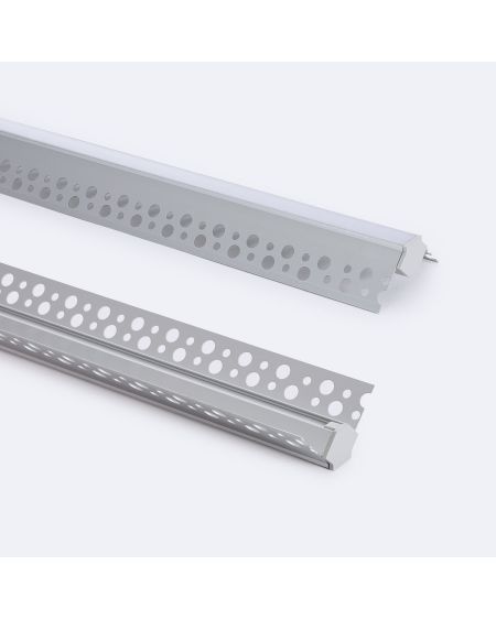 Profilé Aluminium Intégration Plâtre/Placo pour Angle Extérieur Ruban LED jusqu'à 9 mm