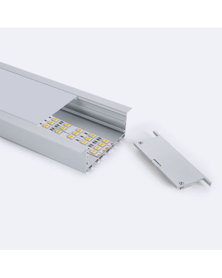 Profilé Aluminium Encastrable de Grande Taille 2m pour Rubans LED jusqu'à 60mm