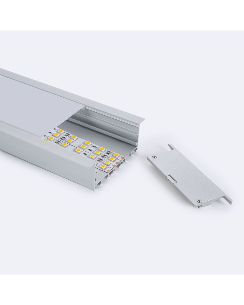 Profilé Aluminium Encastrable de Grande Taille 2m pour Rubans LED jusqu'à 60mm