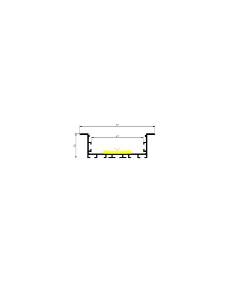 Profilé Aluminium Encastrable de Grande Taille 2m pour Rubans LED jusqu'à 60mm