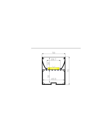 Profilé Aluminium Sixe en Saillie et Suspendu 2m Pour Ruban LED jusqu'à 22 mm