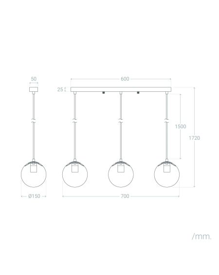 Suspension Métal et Verre Moonlight Brass 3 Spots