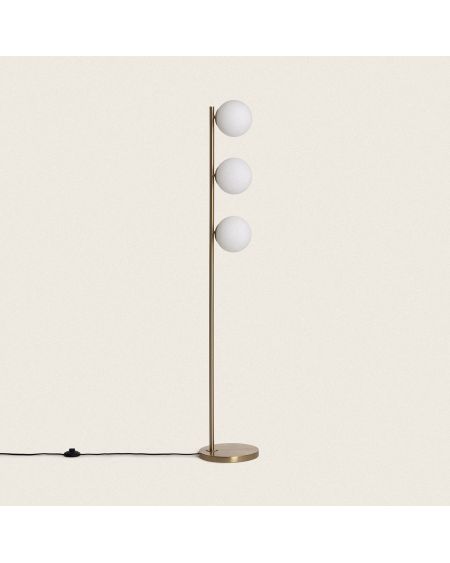 Lampadaire Métal et Verre Moonlight Brass 3 Spots