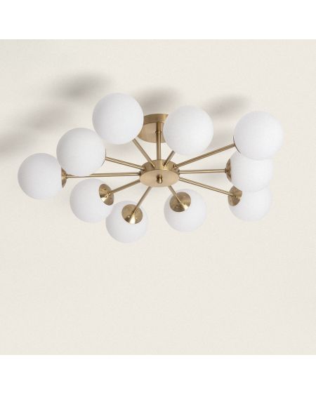 Plafonnier Métal et Verre Moonlight Brass 10 Spots