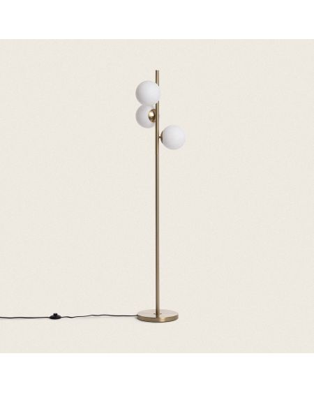 Lampadaire Métal et Verre Moonlight Brass Round 3 Spots