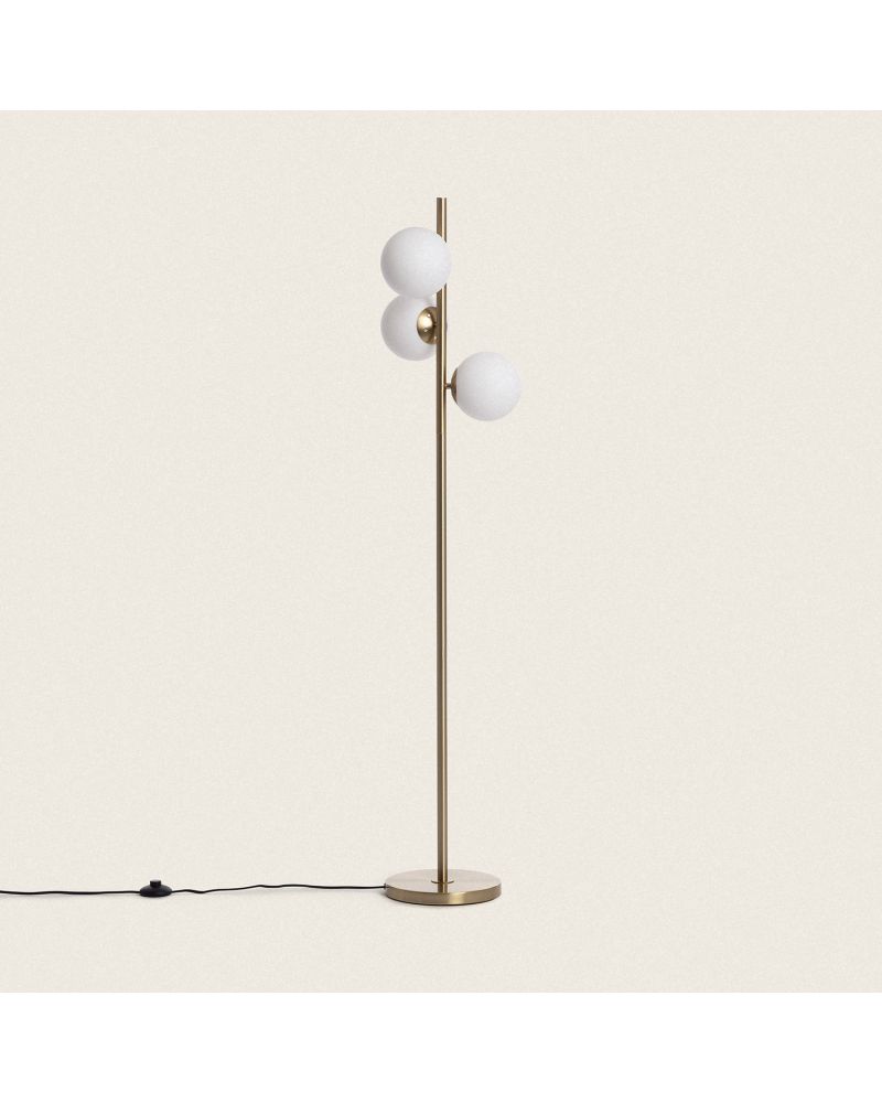 Lampadaire Métal et Verre Moonlight Brass Round 3 Spots