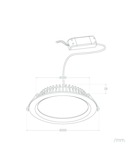 Dalle LED Ronde Extra Plate 30W Coupe Ø280 mm