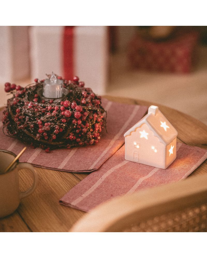 Maisonnette de Noël LED Céramique à Piles Bianca