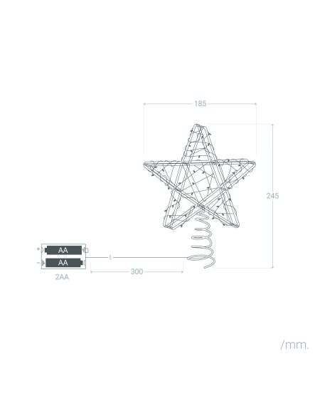 Étoile LED Métal pour Sapin de Noël à Piles Bellen