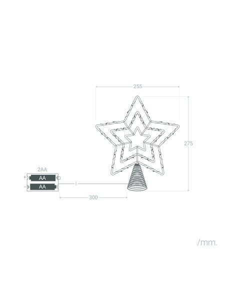 Étoile LED Métal pour Sapin de Noël à Piles Jaione