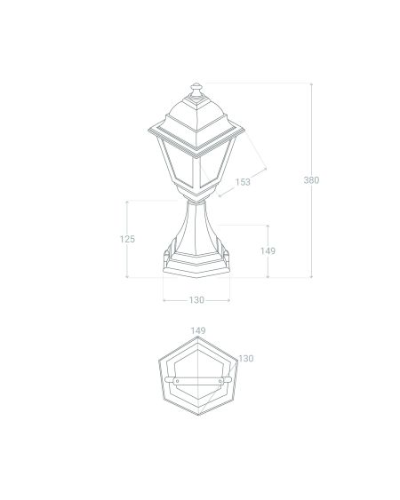 Balise Muret sur Pied Aluminium et Verre Villa