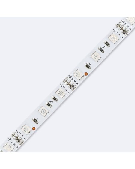 Ruban LED RGB 12V DC SMD5050 60LED/m 5m IP20 Largeur 10mm Coupe 5cm
