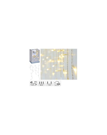 Rideau de Guirlandes LED Extérieur 3m Transparent Carámbano