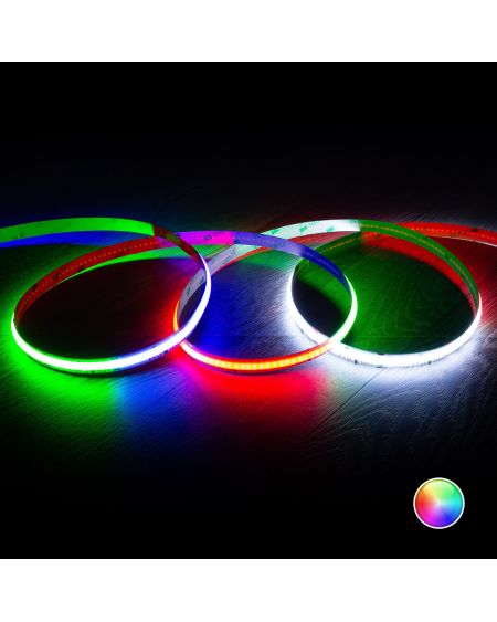 Ruban LED RGBIC Digital SPI 24V DC COB Silicone FLEX 360 LED/m 5m IP65 Largeur 12mm Coupe tous les 5 cm