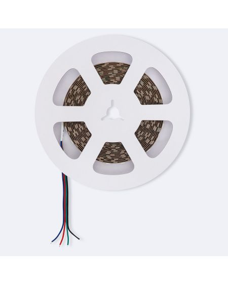 Ruban LED RGB 24V DC SMD5050 60LED/m 5m IP20 Largeur 10mm Coupe 10cm