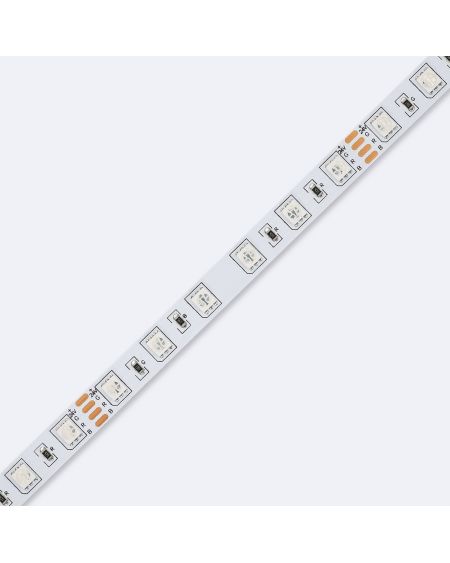 Ruban LED RGB 24V DC SMD5050 60LED/m 5m IP20 Largeur 10mm Coupe 10cm