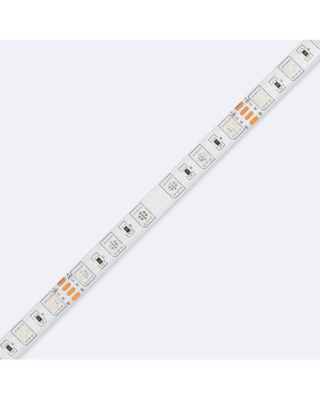 Ruban LED RGB 24V DC SMD5050 60LED/m 5m IP65 Largeur 10mm Coupe 10cm