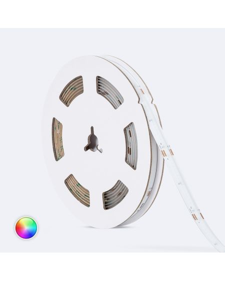 Ruban LED RGB 24V DC COB 420 LED/m 5m IP20 CRI90 Largeur 10mm Coupe 5 cm