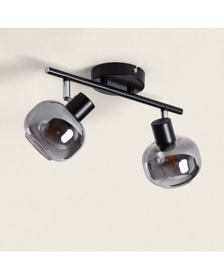 Plafonnier Orientable Métal et Verre 2 Spots Romsy